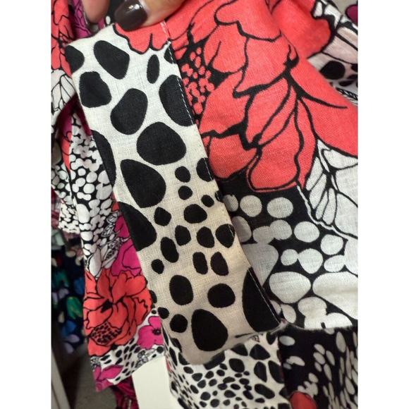 Vintage Linen Top Plus Size 3X Floral Bright Pink Button Up Shirt‎ Carole Little - Picture 3 of 7